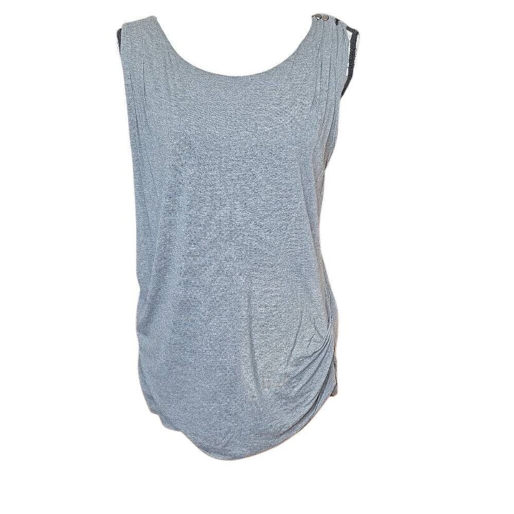 MNG by Mango Women's Size XL Gray Side Ruched Sleeveless Blouse